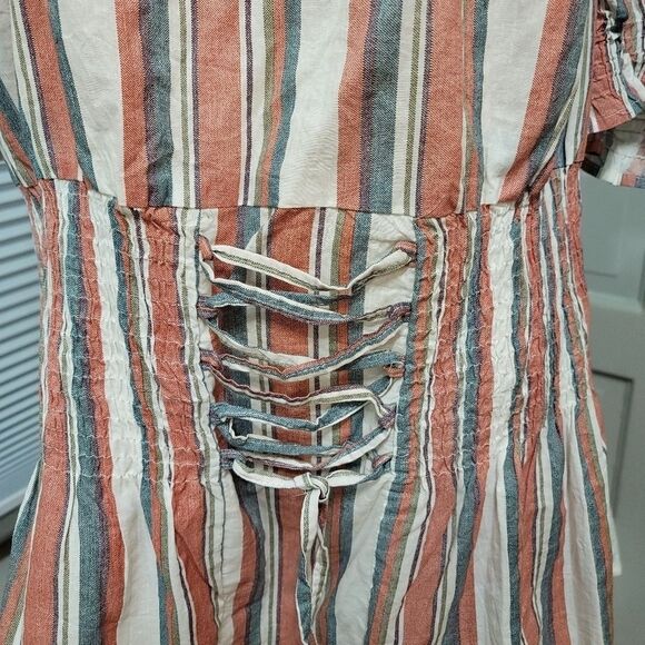 ASHLEY Stewart Striped Off Shoulder Puff Sleeve Peplum Top - Picture 2 of 7